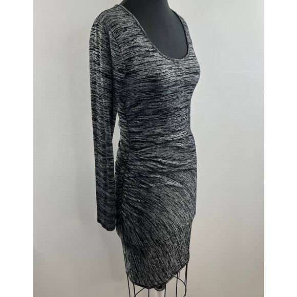 RAG & BONE Heathered Gray Long Sleeve Scoop Neck Side Ruched Bodycon Dress Sz M - Picture 4 of 7